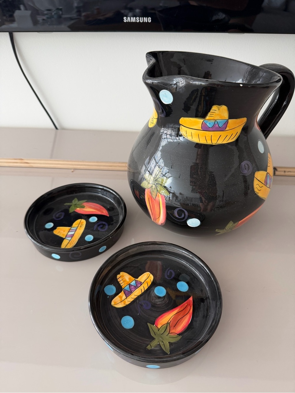 🗽Noble Excellence Ceramic Pitcher and Matching Salt / Tajin Rim Dishes